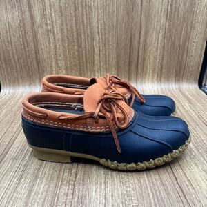 L.L.Bean Rubber Moc Duck Boot Shoes with Leather Details Women’s Size 8 Navy Gum